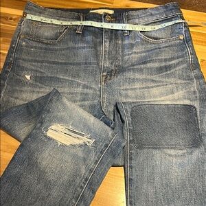 Madewell High Rise Blue Jeans Distressed Style